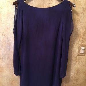 Navy cold shoulder dress